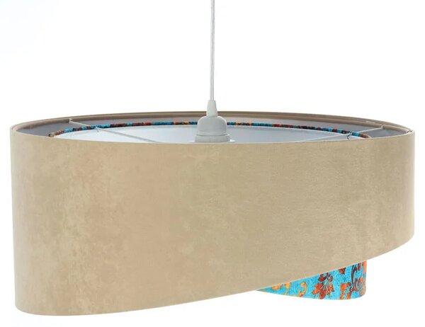 Beżowo-biała lampa wisząca z wzorem H8-T41
