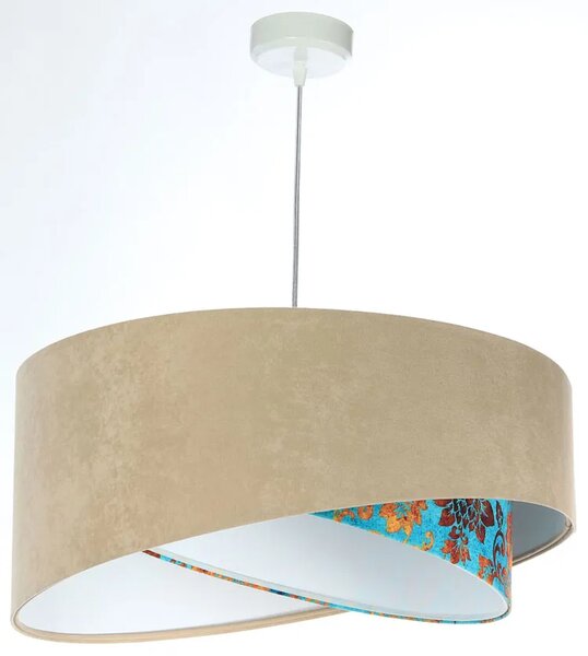 Beżowo-biała lampa wisząca z wzorem H8-T41