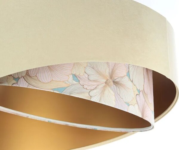 Jasnobeżowa lampa wisząca welurowa H5-F04