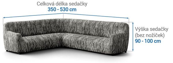 Bi-elastyczne pokrowce UNIVERSO NOWE cieniowane czarno-białe kanapa narożnikowa (sz. 350 - 530 cm)