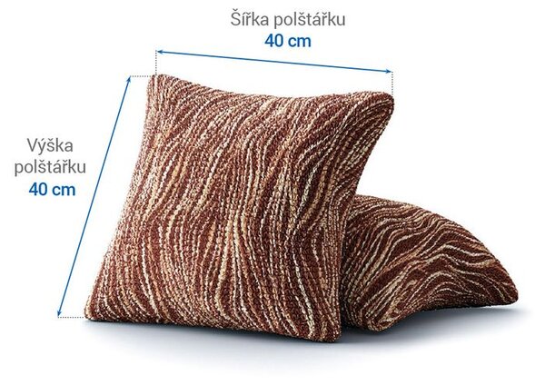 Bi-elastyczne pokrowce UNIVERSO NOWE cieniowane brąz poszewki na poduszkę 2 szt. (40 x 40 cm)