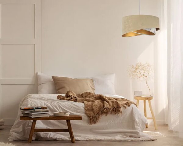 Ciemnobeżowa lampa wisząca welurowa L2-H83