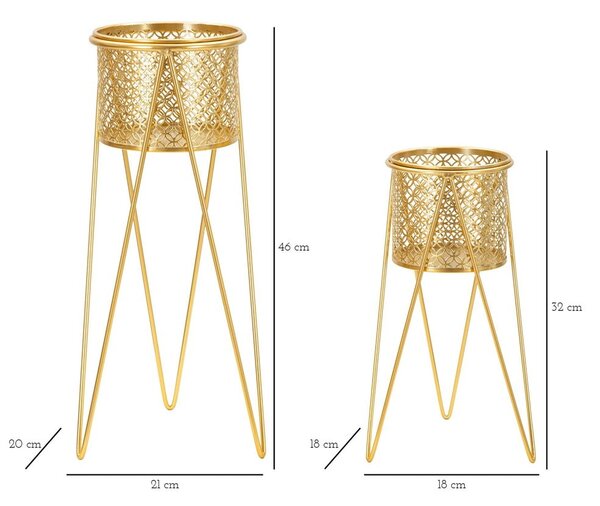 Metalowe kwietniki 2 szt. ø 20 cm (wysokość 46 cm) Nat – Mauro Ferretti
