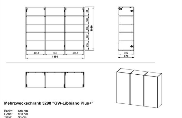 Kremowa szafka pod przedpokoju 138x103x38 cm Libbiano – Germania