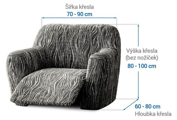 Bi-elastyczne pokrowce UNIVERSO NOWE cieniowane czarno-białe fotel relaks (sz. 70 - 90 cm)