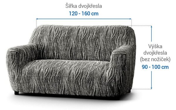 Bi-elastyczne pokrowce UNIVERSO NOWE cieniowane czarno-białe kanapa dwuosobowa (sz. 120 - 160 cm)