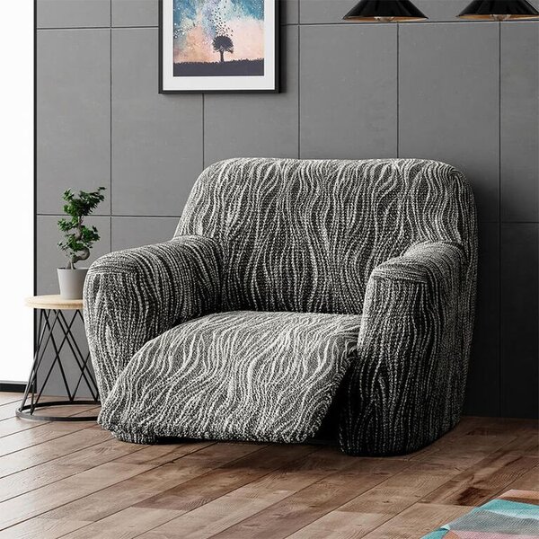 Bi-elastyczne pokrowce UNIVERSO NOWE cieniowane czarno-białe fotel relaks (sz. 70 - 90 cm)