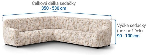 Bi-elastyczne pokrowce UNIVERSO NOWE cieniowane beżowe kanapa narożnikowa (sz. 350 - 530 cm)