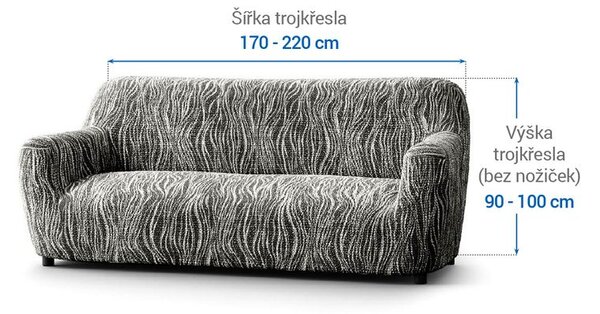 Bi-elastyczne pokrowce UNIVERSO NOWE cieniowane czarno-białe kanapa trzyosobowa (sz. 170 - 220 cm)