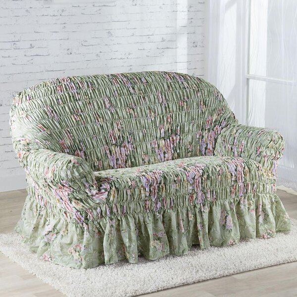 Napinające pokrowce z falbaną FIORELA zielone kanapa narożnikowa (sz. 350 - 530 cm)