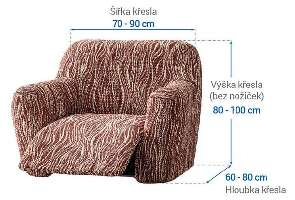 Bi-elastyczne pokrowce UNIVERSO NOWE cieniowane brąz fotel relaks (sz. 70 - 90 cm)