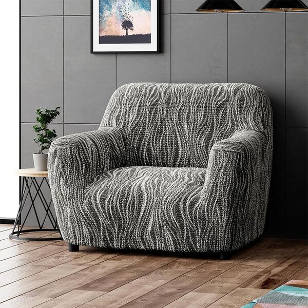 Bi-elastyczne pokrowce UNIVERSO NOWE cieniowane czarno-białe fotel (sz. 60 - 110 cm)