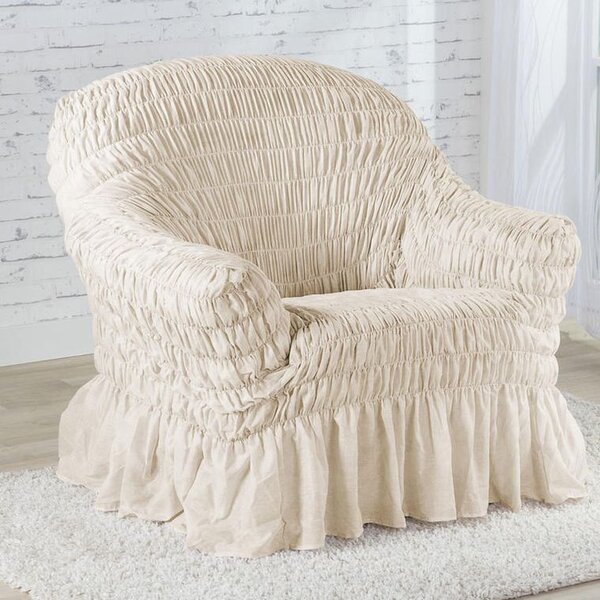 Napinające pokrowce z falbaną FIORELA beżowe kanapa narożnikowa (sz. 350 - 530 cm)