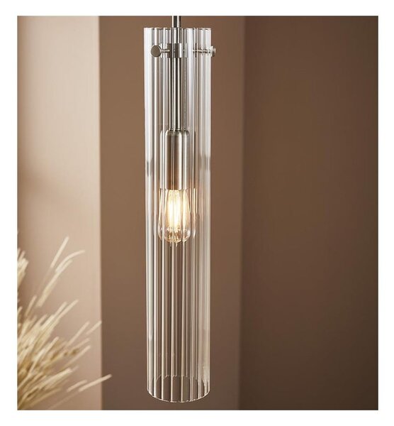 Lampa wisząca w kolorze srebra ze szklanym kloszem Tubo – Markslöjd