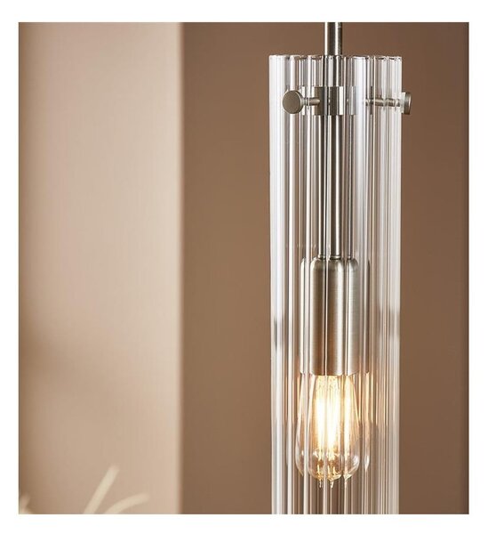 Lampa wisząca w kolorze srebra ze szklanym kloszem Tubo – Markslöjd