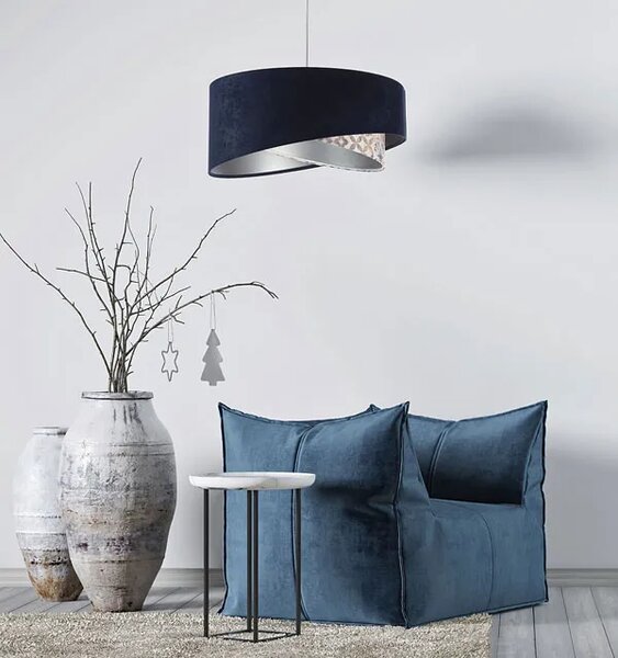 Granatowa lampa wisząca welurowa P3-Z76