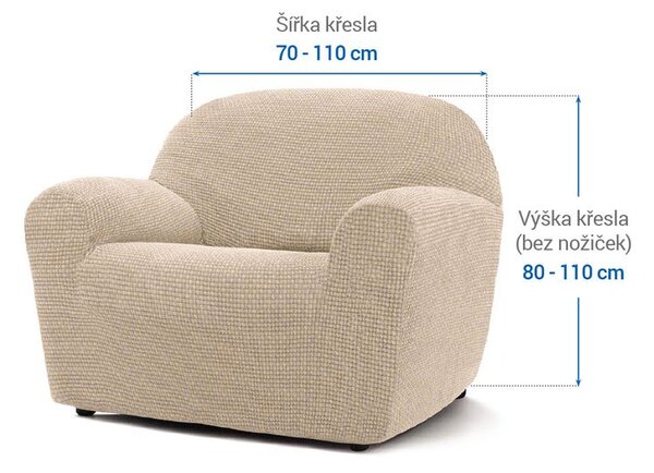 Super streczowe pokrowce NIAGARA śmietankowe fotel (sz. 70 - 110 cm)