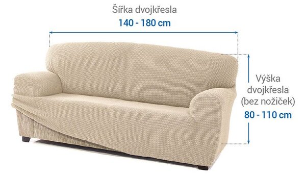 Super streczowe pokrowce NIAGARA śmietankowe kanapa dwuosobowa (sz. 140 - 180 cm)