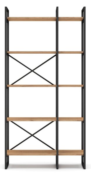 Czarno-naturalny regał w dekorze dębu 87,5x175 cm Dusan – Marckeric