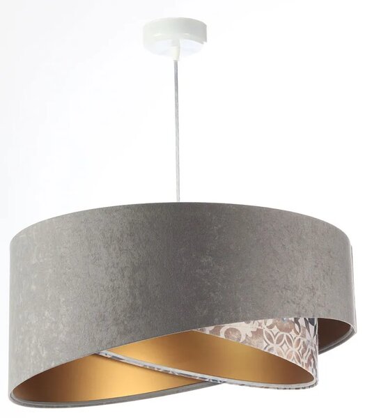 Szara welurowa lampa wisząca glamour K5-W05