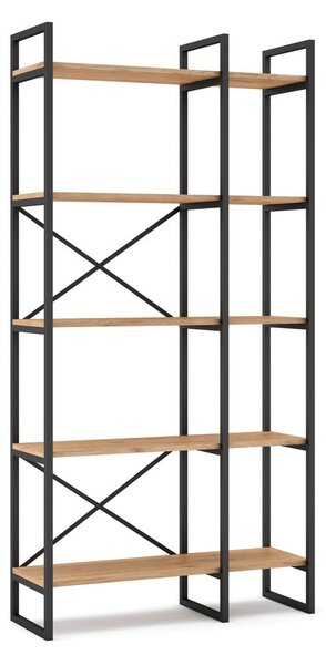 Czarno-naturalny regał w dekorze dębu 87,5x175 cm Dusan – Marckeric