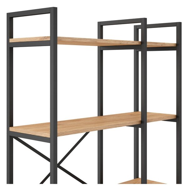 Czarno-naturalny regał w dekorze dębu 87,5x175 cm Dusan – Marckeric