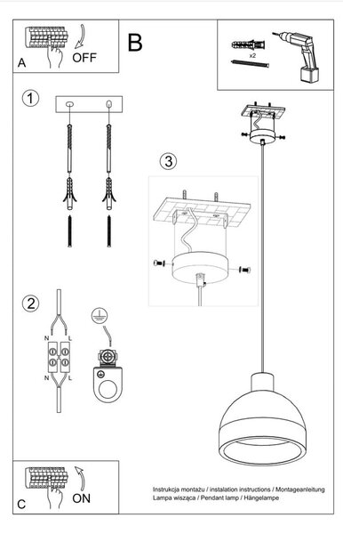 Jasnoszara lampa wisząca ø 28 cm Filippo – Sollux