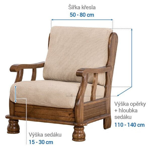 Super streczowe pokrowce NIAGARA śmietankowe fotel relaks (sz. 70 - 90 cm)
