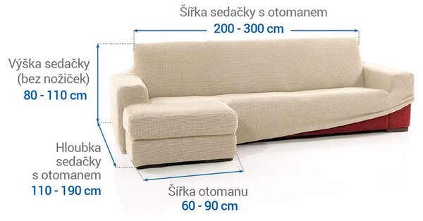 Super streczowe pokrowce NIAGARA śmietankowe narożnik z otomaną po lewej stronie (sz. 200 - 300 cm)