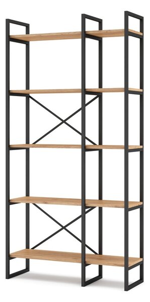 Czarno-naturalny regał w dekorze dębu 87,5x175 cm Dusan – Marckeric