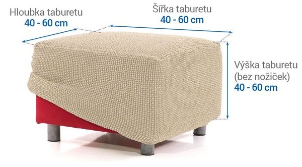 Super streczowe pokrowce NIAGARA śmietankowe pufa (40 - 60 cm)