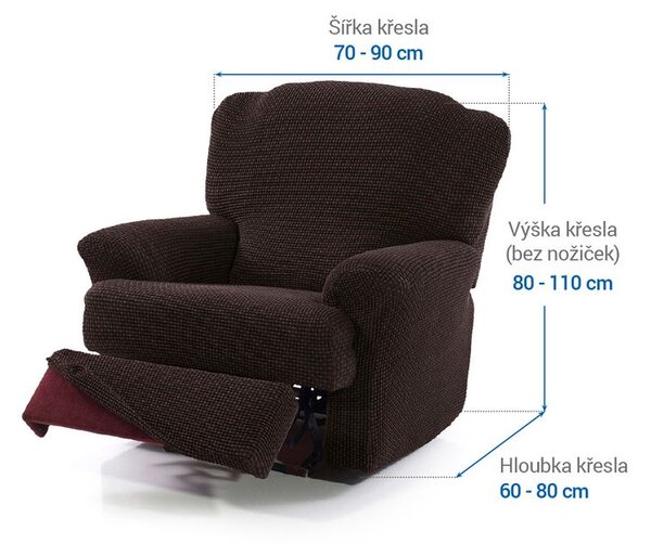 Super streczowe pokrowce NIAGARA czekoladowe fotel relaks (sz. 70 - 90 cm)