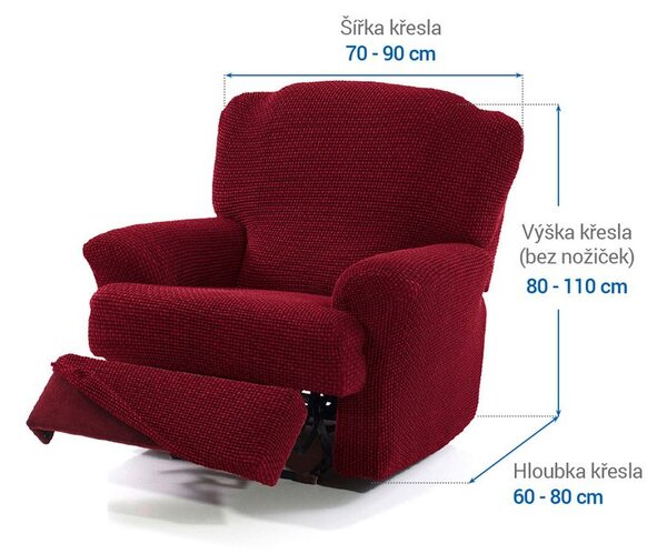 Super streczowe pokrowce NIAGARA bordo fotel relaks (sz. 70 - 90 cm)