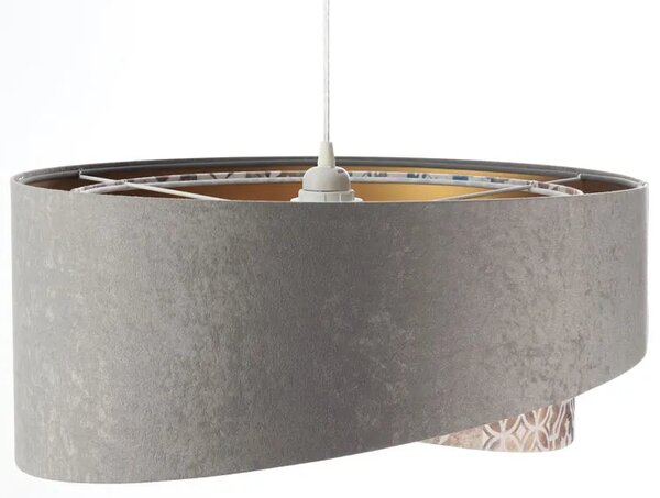 Szara welurowa lampa wisząca glamour K5-W05