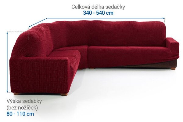 Super streczowe pokrowce NIAGARA bordo kanapa narożnikowa (sz. 340 - 540 cm)