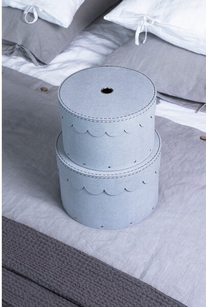 Jasnoszare kartonowe pojemniki z pokrywką zestaw 2 szt. ø 26x17,5 cm Wilma – Bigso Box of Sweden