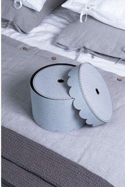 Jasnoszare kartonowe pojemniki z pokrywką zestaw 2 szt. ø 26x17,5 cm Wilma – Bigso Box of Sweden