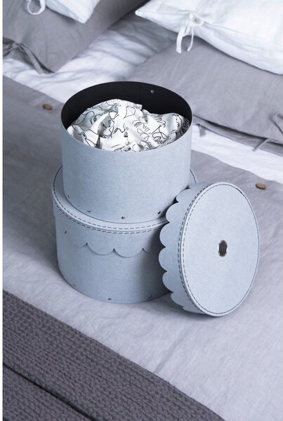 Jasnoszare kartonowe pojemniki z pokrywką zestaw 2 szt. ø 26x17,5 cm Wilma – Bigso Box of Sweden