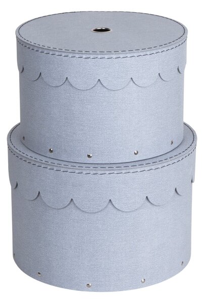 Jasnoszare kartonowe pojemniki z pokrywką zestaw 2 szt. ø 26x17,5 cm Wilma – Bigso Box of Sweden