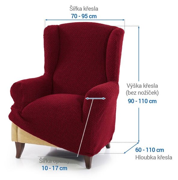 Super streczowe pokrowce NIAGARA bordo fotel uszak (sz. 70 - 95 cm)