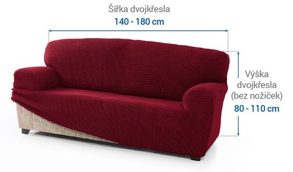 Super streczowe pokrowce NIAGARA bordo kanapa dwuosobowa (sz. 140 - 180 cm)