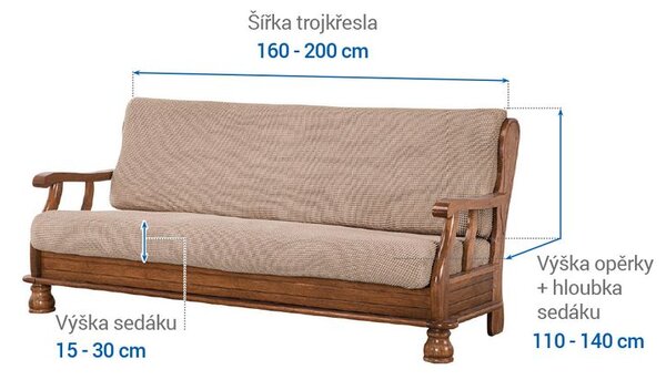 Super streczowe pokrowce NIAGARA orzeszkowe kanapa trzyosobowa z drew. bokami (sz. 160 - 200 cm)