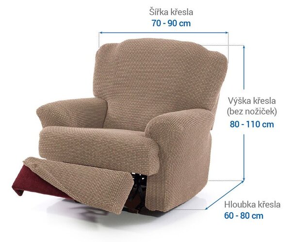 Super streczowe pokrowce NIAGARA orzeszkowe fotel relaks (sz. 70 - 90 cm)
