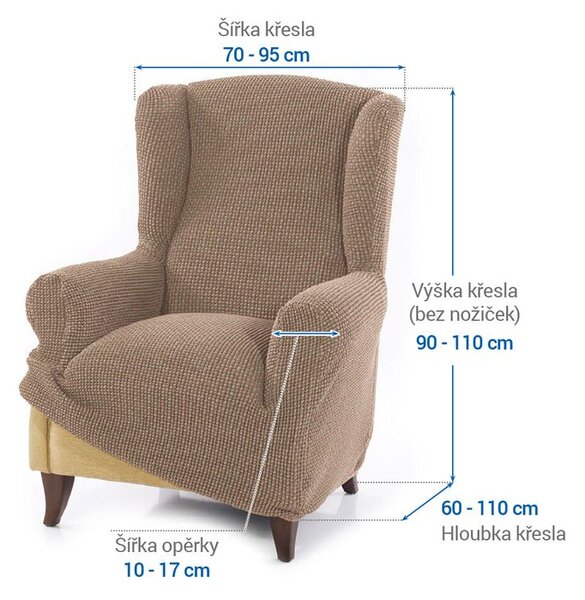 Super streczowe pokrowce NIAGARA orzeszkowe fotel uszak (sz. 70 - 95 cm)