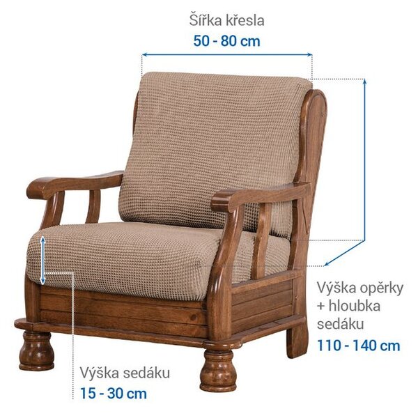 Super streczowe pokrowce NIAGARA orzeszkowe fotel z drewnianymi bokami (sz. 50 - 80 cm)