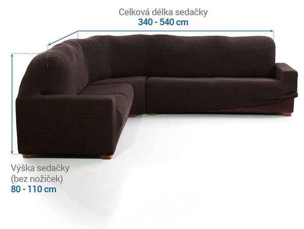 Super streczowe pokrowce NIAGARA czekoladowe kanapa narożnikowa (sz. 340 - 540 cm)