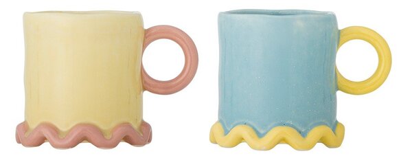 Jasnożółto-jasnoniebieskie kubki ceramiczne zestaw 2 szt. 350 ml Polly – Bloomingville