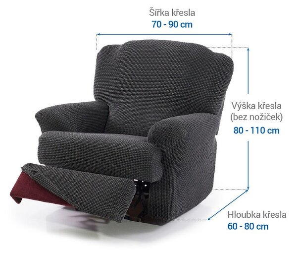 Super streczowe pokrowce NIAGARA antracyt fotel relaks (sz. 70 - 90 cm)