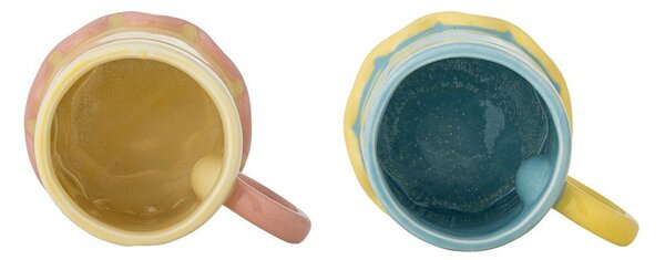 Jasnożółto-jasnoniebieskie kubki ceramiczne zestaw 2 szt. 350 ml Polly – Bloomingville