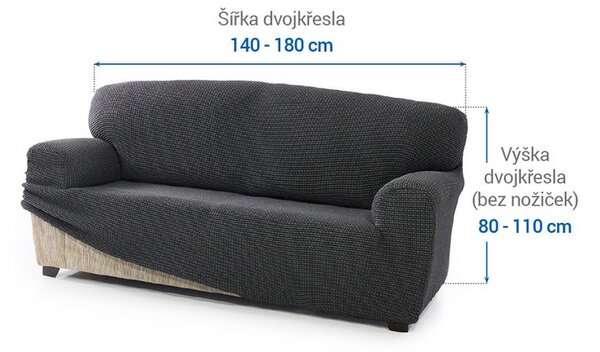 Super streczowe pokrowce NIAGARA antracyt kanapa dwuosobowa (sz. 140 - 180 cm)
